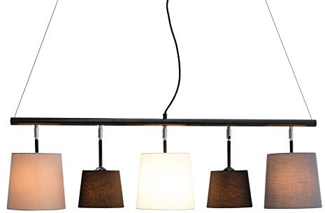 invicta INTERIOR Moderne Hängeleuchte LEVELS 100 cm schwarz grau weiß Design by KARE Deckenlampe E14 Pendelleuchte Leinen