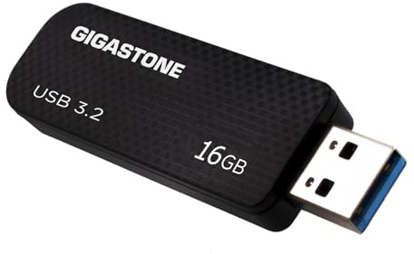 Gigastone Z30 16GB USB 3.2 Gen1 Flash Drive, Capless Retractable Design Pen Drive, Carbon Fiber Style Thumb Drive, Reliable Performance & Durable, USB 2.0 / USB 3.0 / USB 3.1 Interface Compatible
