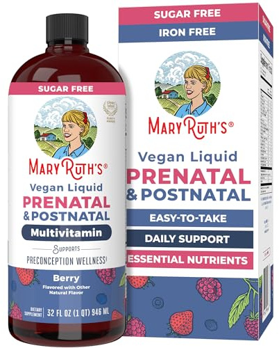 MARYRUTH'S Postnatal & Prenatal Vitamins for Women | Sugar Free | Selenium | Folate | Vegan | Non-GMO | Gluten Free | 32oz