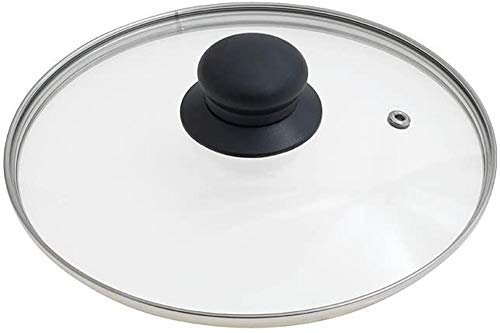Vetrineinrete® Coperchio in Vetro temperato per pentole padelle con Foro Vapore 16 18 20 24 26 28 30 32 cm Bordo Acciaio (Ø16) B11