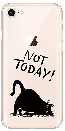 Nodigo Kompatibel mit iPhone SE 2020/iPhone 8/iPhone 7 Hülle Durchsichtig Silikon mit Lustig Muster Matt Hüllen Handyhülle Ultra Dünn Kreativ Klar Motiv Gummi Cover Bumper Case - Katze