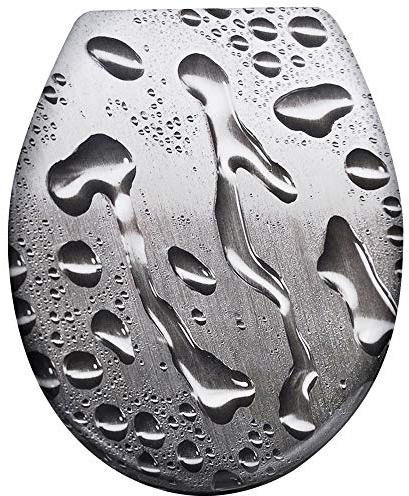 NAIZY WC-Sitz mit Absenkautomatik Toilettendeckel Toilettensitz aus Hartplastik Antibakteriell Klodeckel aus Duroplast Universal Größe, 14 Bilder zur Auswahl (Wassertropfen)