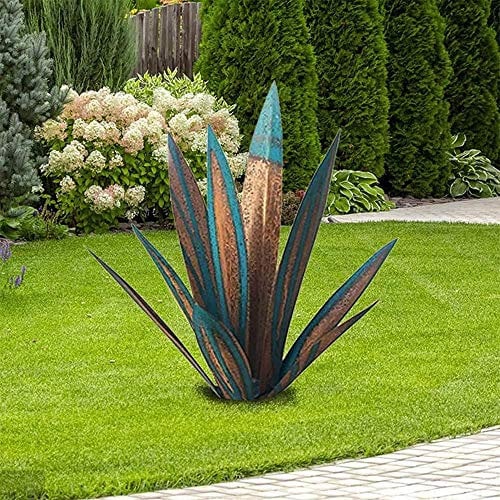 EATAN Sculpture Rustique de Tequila Tequila Home Decor Sculpture Plante d Agave en mÉ tal Bricolage Ornements de pelouse de Jardin pour Cour extÉ Rieure Bleu-65cm
