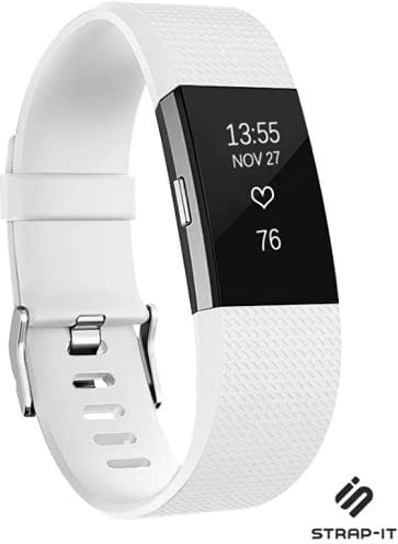 Strap-it silikon Weiß - Passend für Fitbit Charge 2 - Armband für Smartwatch - Ersatzarmband