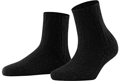 FALKE Damen Socken Bedsock Rib W Hp Wolle Kaschmir dick gemustert 1 Paar, Schwarz Black 3009, 39-42