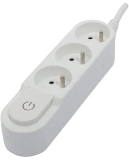 CHACON Bloc Design 3x16A avec Interrupteur et fiche Plate - 1,5m - Blanc