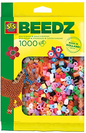 SES Creative 00745 Bügelperlen Basic Mix – 1000 Stück, Bunte Bastelperlen für Kinder ab 5 Jahren