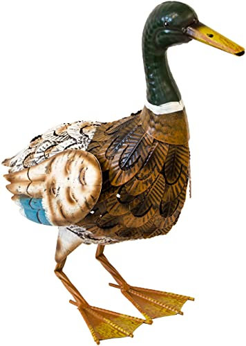 NATIV Dekofigur Ente, 40 cm große Metallfigur, Stockente, Erpel, Gartenvogel