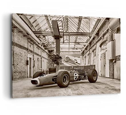 ARTTOR Bilder auf Leinwand 100x70cm Leinwandbild Formel 1 Rennen Retro Groß Wanddeko Bild Schlafzimmer Küche Deko Wandbilder Dekoration Wohnzimmer Wall Decor Canvas Wand Kunstdruck Art AA100x70-4918