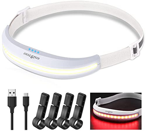 HONGYEA Outdoor wiederaufladbare LED Stirnlampe, 400 Lumen COB 230° breiter Strahl, 4 Modi leichte kopflampe, IPX4 wasserdichtes Lauflicht für Outdoor-Camping Laufen Radfahren und Helm Beleuchtung