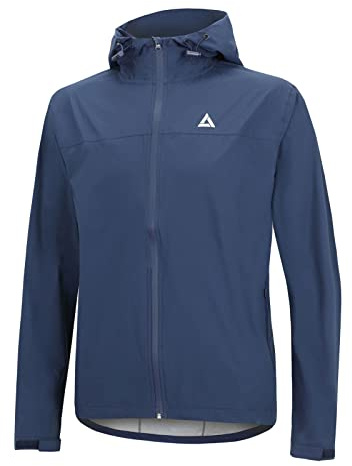 Airtracks Herren Fahrrad Regenjacke mit Kapuze Pro Line - Fahrradjacke - Radjacke - Laufjacke - Wasserdicht - Winddicht - Atmungsaktiv - Reflektoren