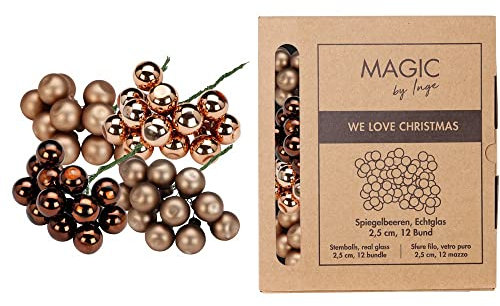 Weihnachtskugeln am Draht Glas 2.5cm x 144 Stück Spiegelbeeren in Kartonbox braun Mix Elegant Lounge