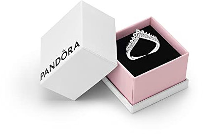 PANDORA Timeless Women's Sterling Silver Princess Cubic Zirconia Wishbone Ring, Size 52, With Gift Box