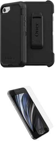 OtterBox iPhone SE, 8 & 7 Defender Case & Alpha Glass Screen Protector Bundle