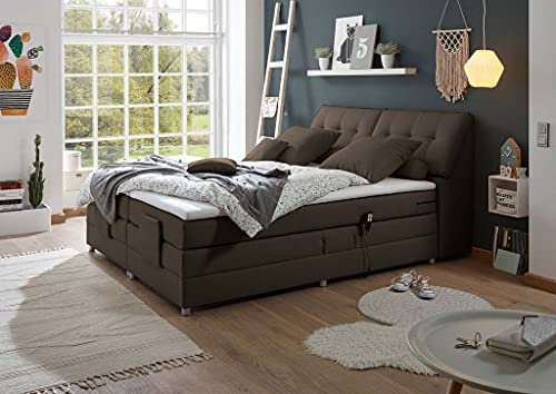 Froschkönig24 Concord 180x200 cm Boxspringbett Bett Ehebett mit Motor, Farbe wählbar, Ausführung:Variante 3, Stoffbezug:Artemis 5 Stone