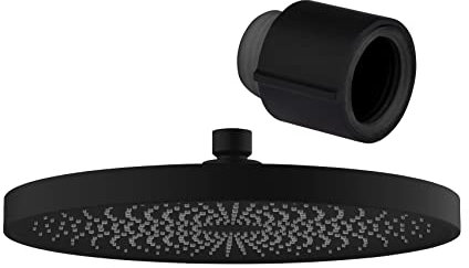 WENKO Regenduschkopf Softwater mit Wassersparer, Universalbrause Ø 26 cm mit 416 Düsen für sanftes Wasser, passender Wasserspar-Einsatz spart 15-60% Wasser, ABS-Kunststoff, Schwarz