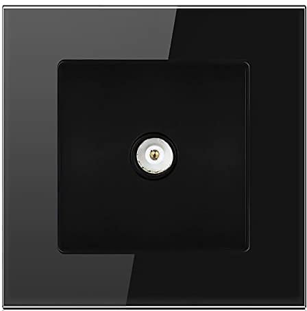 Standard Black UK Single/Double Plug in Power Wall Electrical Switched/USB Socket Charger Ports Crystal Tempered Glass Panel (Tv Interface)