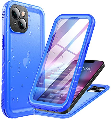 Cozycase For iPhone 13 Mini Waterproof Case Blue – 360 Degree Full Protection Case/Bumper 【IP68 Waterproof】 Dustproof Underwater Waterproof Mobile Phone Case with Camera Protection