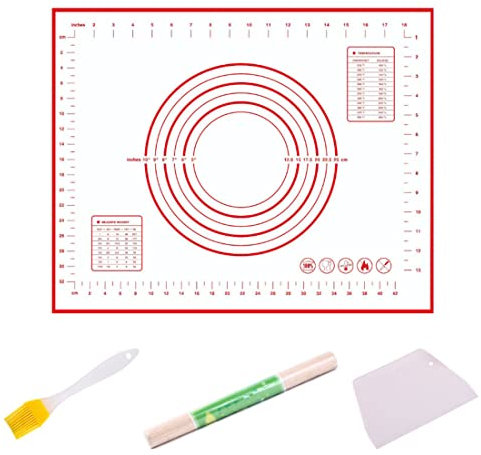 Amindz Tapete de Silicona para Hornear, almohadilla de cocina reutilizable de silicona, almohadilla de horno de silicona para galletas, pizzas y pan (Juego de 4 piezas)