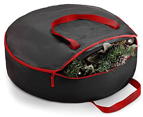 OWLEEN Weihnachtsbaum-Tasche Aus Oxford-Stoff, Faltbar, Weihnachtsdekoration, Aufbewahrungstasche zum Aufbewahren Von Weihnachtsutensilien, Schwarz, Rund