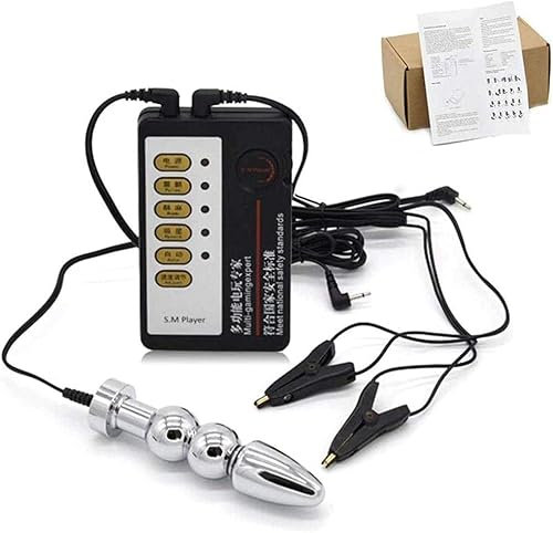 E-Stim Reizstrom Set Analplug Metall Elektrostimulation Zur Beckenboden-Stimulation Reizstromgerät Analsonde Vaginalsonde Nippelklemmen Elektrosex Edelstahl Buttplug Extrem Folter Sexspielzeug