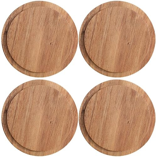 Lurrose 4 Pièces Couvercles De Tasse à Café Fournitures Pour La Maison Couvercles Décoratifs En Bambou Couvercle De Tasse à Café Couvercle De Tasse Pratique Un Verre Bureau Ornements Bois