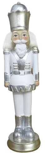 formano Nussknacker Dekofigur weiß | Weihnachtsfigur Figur Weihnachtsdeko | 21,5x6 cm