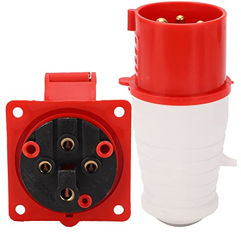 Enchufe Trifásico 32A, Enchufe Industrial 3P+E Enchufe Trifásico 32A, Enchufe Industrial Impermeable a Prueba de Polvo AC380V-415V, Adaptadores