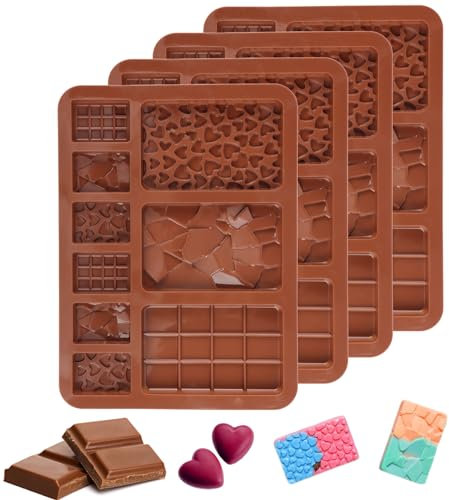 Schokoladenform Silikon 4 Stück, RUNEAY 3D Schokolade Silikonform Pralinenform Silikon Schokolade Selber Machen Set, Silikonform Pralinen Selber Machen Pralinen Formen für DIY Schokolade