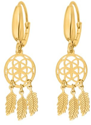 RODIUM - Gold Ohrringe Damen 585 Echtgold, Traumfänger Ohrringe für Frauen