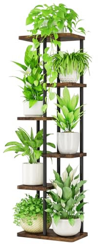 Bamworld Großer Pflanzenständer für den Innenbereich 6 Etagen Metall Pflanzenregal Pflanzenhalter Pflanzenregal für mehrere Pflanzen Töpfe für Terrasse Garten Ecke Balkon Wohnzimmer