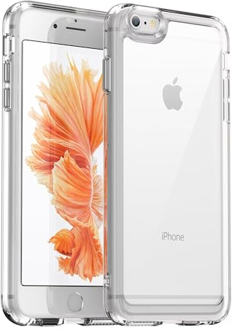 Jhxtech Phone Case for iPhone 6 Plus Case, iPhone 6s Plus Case Ultra Thin Premium Clear Hard PC Back + Soft TPU Bumper Silicone Shockproof Cover Cases for iPhone 6 Plus Crystal Clear