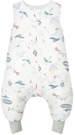 WYTbaby Schlafsack mit Füßen 1.0 Tog aus 100% Baumwolle - Weicher Ganzjahres Schlafsack Baby - Ärmellos - Ideal für Schlaf und Wärme - Perfekt für Jungen und Mädchen - 70cm
