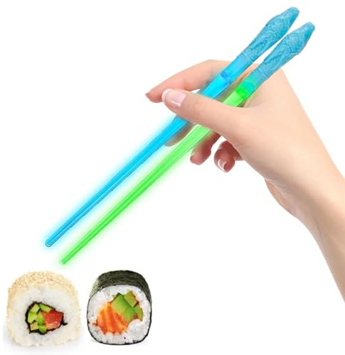 Palillos iluminados, palillos seguros reutilizables con luz LED, aptos para alimentos, para sushi, chino, tailandés, comida japonesa, familiares, amigos