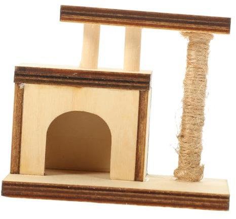 KONTONTY Arbre À Chat Miniature en Bois Fait À La Main pour Maison De Poupée Décoration Réaliste Et Attrayante Échelle 1:12