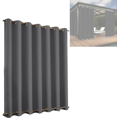Panels Outdoor Curtains for Garden, 1pc Double Grommets(Top and Bottom), Gazebo Blackout, Thermal Insulated Privacy Outdoor Curtain, Eyelet Curtains for Pergola Porch Pool (Black, 264*183cm)