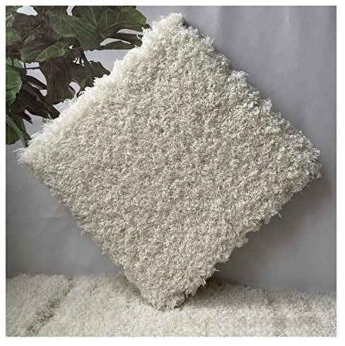 Plush Foam Floor Mat 12x12 Inch 50pcs Square Interlocking Carpet Tiles for Home Playroom Decor Soft Climbing Area Rugs in Purple White Color Fluffy Play Mat Floor Tiles