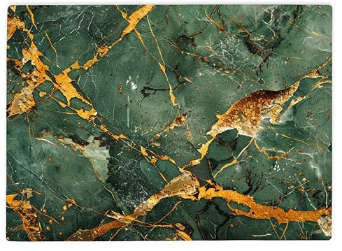 Shopagift Green Gold Marble Effect Glass Chopping Board Large Kitchen Worktop Saver 39cm x 28cm