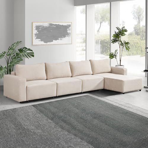 Home Deluxe Modulares Schlafsofa Vina XL, Beige - inkl. Stauraum | Cordsofa, Sofa mit Schlaffunktion, Couch