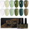Shining She UV Nagellack Gel, 6 Farben Kristall Transparent Jelly Weiß Grün Grasgrün Tiefgrün Gellack Set Soak-Off UV Jelly Gel Nail Polish für Anfänger DIY Nail Art zu Hause,8ml