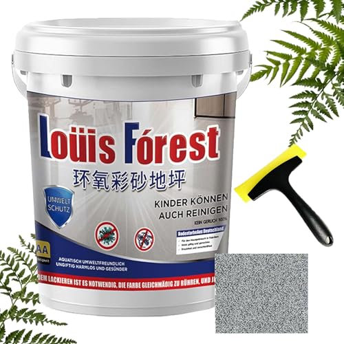 GXHNB Louis Forest Epoxy Floor Paint, High-Gloss Marble Effect, Waterproof Water-Based, 500g, Medium Gray