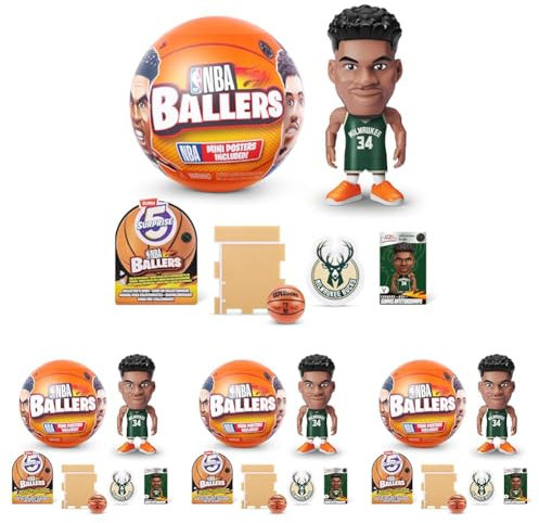 5 SURPRISE NBA Ballers von ZURU Basketball Sammelfigur (1 Kapsel), Single Capsule (Packung mit 4)