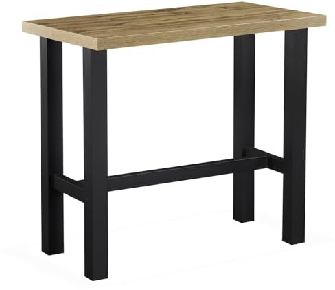 DUBI Möbel Bartisch LOTTE, Stehtisch 120x60x105 cm in Natureiche Optik, Esstisch mit Metallgestell für Küche, Esszimmer & Bar, Industrial Design, 23101-US-EIDA