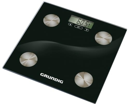 Edco Eindhoven B.V. Grundig Personenwaage Digital mit Körperanalyse - Körperfettwaage 180 kg - Digitale Waage mit Speicher für 12 Personen - Körperwaage mit LCD-Anzeige und 100g Genauigkeit
