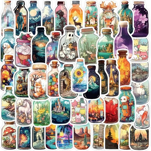 100PCS Cartoon Anime Style Stickers Pack,Vinyl Waterproof Decals, Cute Message in a Bottle Decals for Water Bottles, School Rewards, Laptop Skateboard Phone Guitar Case Decor