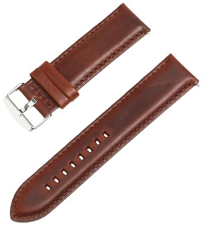 ROUREOX Schnellverschluss Echtleder Uhrenarmband, Gepolstertes Narbenleder Kalbsleder Ersatzband für DW Classic Petite Quadro Iconic Elan-Dunkelrot 24mm