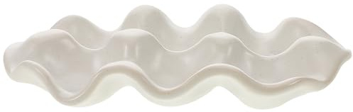 WOONEKY Présentoir à Œufs en Céramique Blanc, Organisateur de Rangement pour Œufs Cuisine, Facile à Nettoyer et Protège des Chocs, pour Réfrigérateur