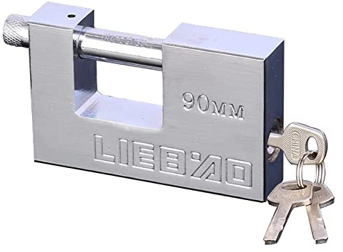 Bebochoi Candado Seguridad Resistente, Candado Rectangular con 3 Llaves, 100mm Candado Exterior Garaje, Grillete Grueso 11.5 mm, para Contenedor, Cobertizo, Portones, Alta Seguridad