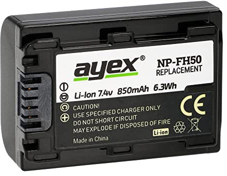 ayex NP-FH50 Batterie pour appareils photo et caméscopes Sony par exemple A390 DSC-HX1 DCR-DVD92 Durable et fiable
