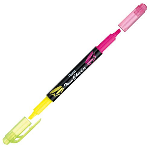 Pentel SLW8-GP Textmarker TWIN CHECKER, 2 Spitzen, gelb/rosa